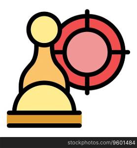 Chess target icon outline vector. Online game. Business bet color flat. Chess target icon vector flat