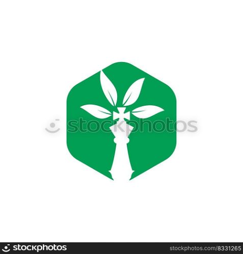 Chess tree vector logo design. Nature green strategy logo concept. 