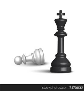 Chessmen. The king has defeated the pawn. The pawn lies. Vector illustration. EPS 10.. Chessmen. The king has defeated the pawn. The pawn lies. Vector illustration.