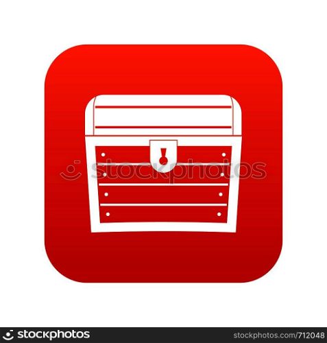 Chest icon digital red for any design isolated on white vector illustration. Chest icon digital red