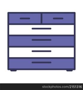 Chest Of Drawers Icon. Editable Bold Outline With Color Fill Design. Vector Illustration.