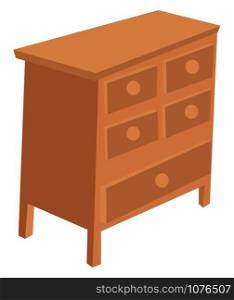 Chest of drawers, illustration, vector on white background.