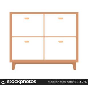 Chest of drawers semi flat color vector object. Office cabinet. Editable element. Full sized item on white. Furniture simple cartoon style illustration for web graphic design and animation. Chest of drawers semi flat color vector object