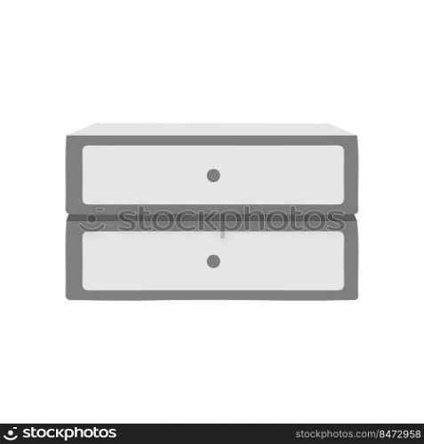 Chest of drawers semi flat color vector object. Office furniture. Papers and supplies storage. Full sized item on white. Cabinet simple cartoon style illustration for web graphic design and animation. Chest of drawers semi flat color vector object