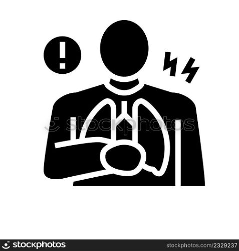 chest pain symptom mesothelioma glyph icon vector. chest pain symptom mesothelioma sign. isolated contour symbol black illustration. chest pain symptom mesothelioma glyph icon vector illustration