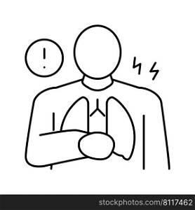 chest pain symptom mesothelioma li≠icon vector. chest pain symptom mesothelioma sign. isolated contour symbol black illustration. chest pain symptom mesothelioma li≠icon vector illustration