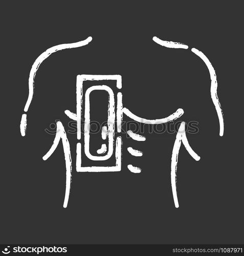 Chest waxing chalk icon. Male hair removal procedure. Depilation with natural soft, cold wax strip. Professional beauty treatment. Clean and silky skin. Isolated vector chalkboard illustration