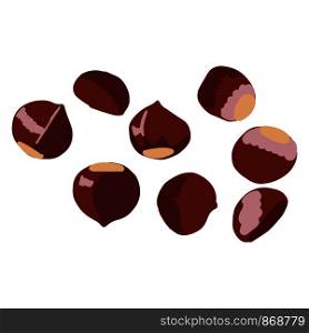 Chestnut isolated on white background. Flat Cartoon style. Vector illustration.. Chestnut isolated on white background