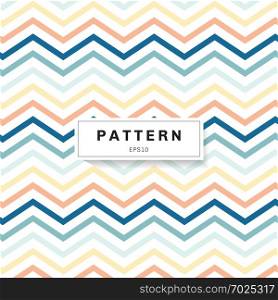Chevron pattern pastels color on white background. Blue, yellow, pink zig zag. Vector illustration