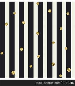 Chevron seamless pattern. Black bold lines and golden dots