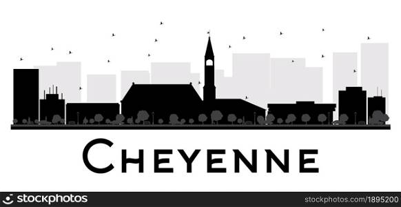 Cheyenne City skyline black and white silhouette. Vector illustration. Simple flat concept for tourism presentation, banner, placard or web site. Business travel concept. Cityscape with famous landmarks