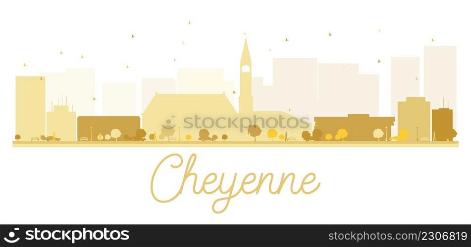Cheyenne City skyline golden silhouette. Vector illustration. Simple flat concept for tourism presentation, banner, placard or web site. Business travel concept. Cityscape with landmarks