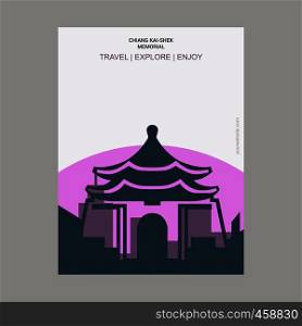 Chiang Kai- Shek Memorial Taipei City, Taiwan Vintage Style Landmark Poster Template