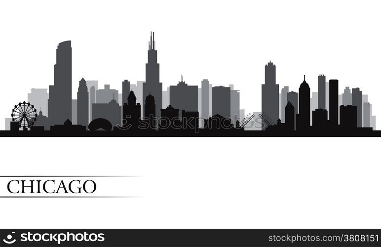Chicago city skyline detailed silhouette. Vector illustration
