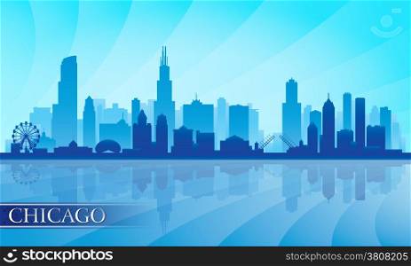 Chicago city skyline detailed silhouette. Vector illustration