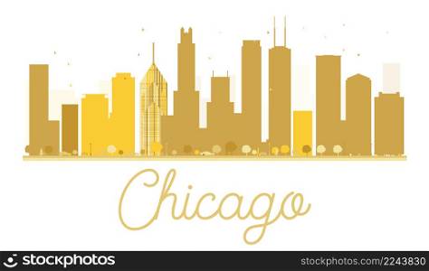 Chicago City skyline golden silhouette. Vector illustration. Simple flat concept for tourism presentation, banner, placard or web site. Business travel concept. Chicago isolated on white background