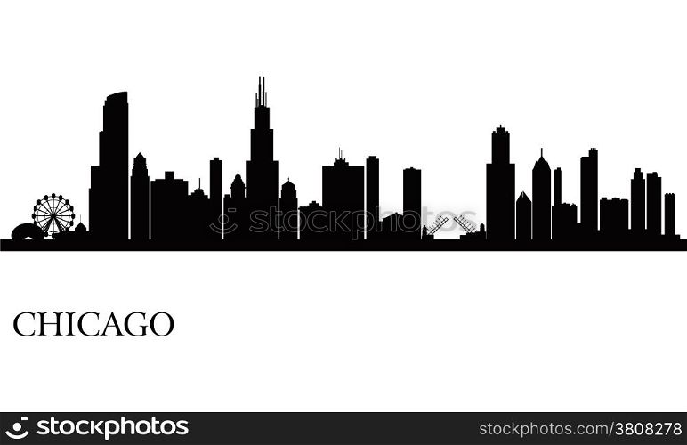 Chicago city skyline silhouette background. Vector illustration