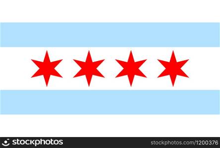 Chicago flag on white background vector illustration. Chicago flag icon