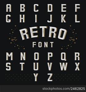 Chicago retro alphabet. Style abc, letter and font, language symbol, vector illustration. Chicago retro alphabet
