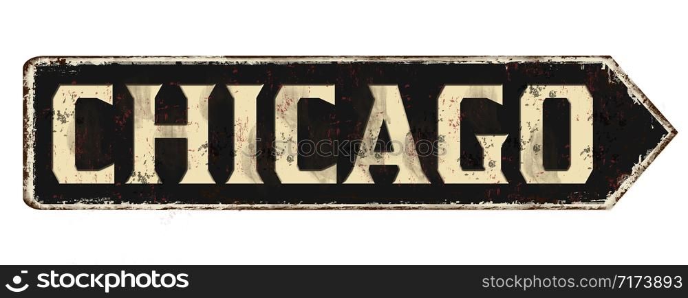 Chicago vintage rusty metal sign on a white background, vector illustration