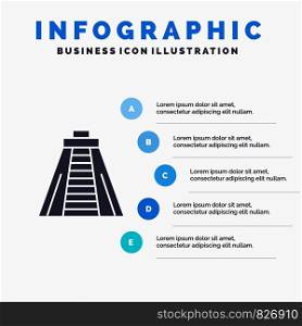 Chichen Itza, Landmark, Monument Infographics Presentation Template. 5 Steps Presentation