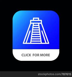 Chichen Itza, Landmark, Monument Mobile App Button. Android and IOS Line Version