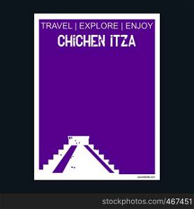 Chichen Itza Yucatan, Mexico monument landmark brochure Flat style and typography vector