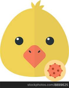 chicken and virus illustration in minimal style isolated on background