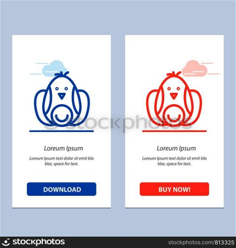 Chicken, Baby, Rabbit, Easter Blue and Red Download and Buy Now web Widget Card Template