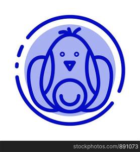 Chicken, Baby, Rabbit, Easter Blue Dotted Line Line Icon