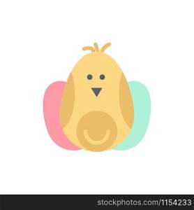 Chicken, Baby, Rabbit, Easter Flat Color Icon. Vector icon banner Template