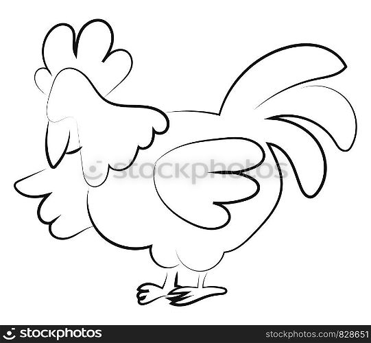 Chicken drawing, illustration, vector on white background.