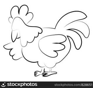 Chicken drawing, illustration, vector on white background.