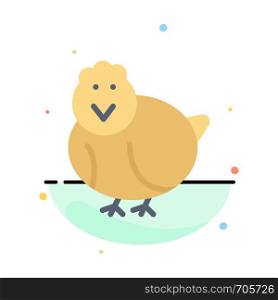 Chicken, Easter, Baby, Happy Abstract Flat Color Icon Template