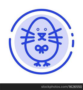 Chicken, Easter, Baby, Happy Blue Dotted Line Line Icon