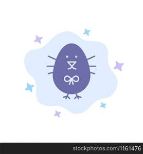Chicken, Easter, Baby, Happy Blue Icon on Abstract Cloud Background