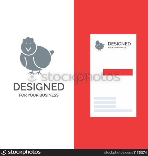 Chicken, Easter, Baby, Happy Grey Logo Design and Business Card Template