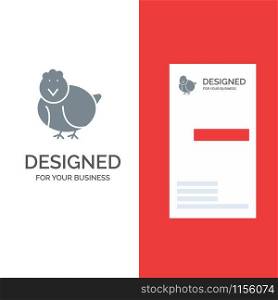 Chicken, Easter, Baby, Happy Grey Logo Design and Business Card Template