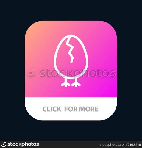 Chicken, Easter, Baby, Happy Mobile App Button. Android and IOS Line Version