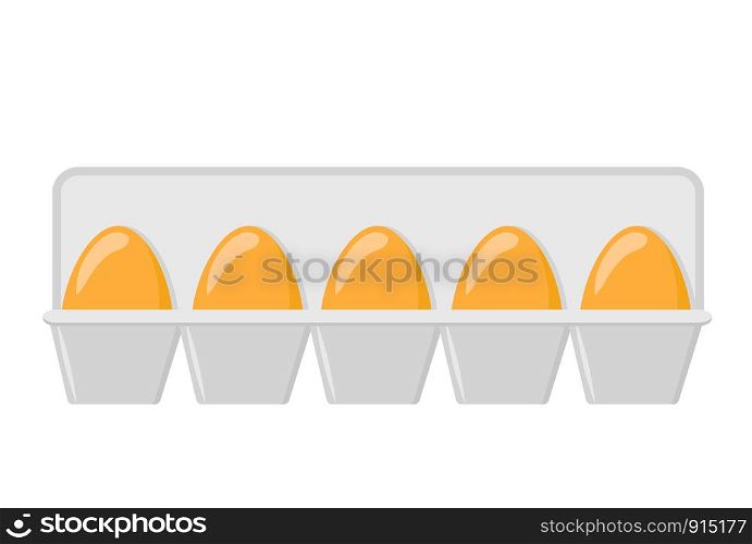 Chicken eggs in a tray on white, stock vector illustration