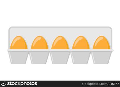 Chicken eggs in a tray on white, stock vector illustration