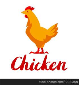 Chicken emblem. Stylized illustration of yellow hen. Chicken emblem. Stylized illustration of yellow hen.