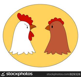 Chicken family, illustration, vector on white background.