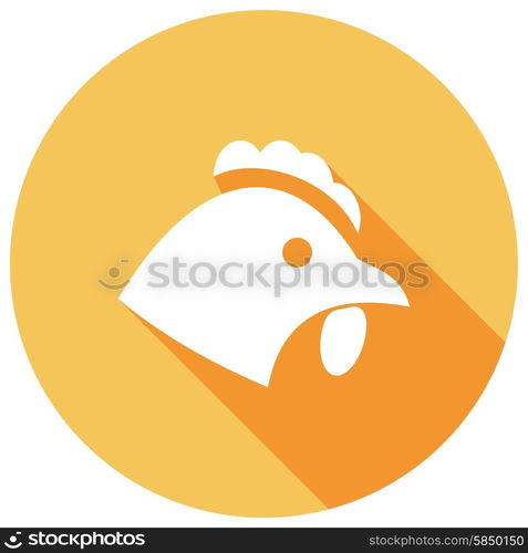 Chicken flat icon with long shadow