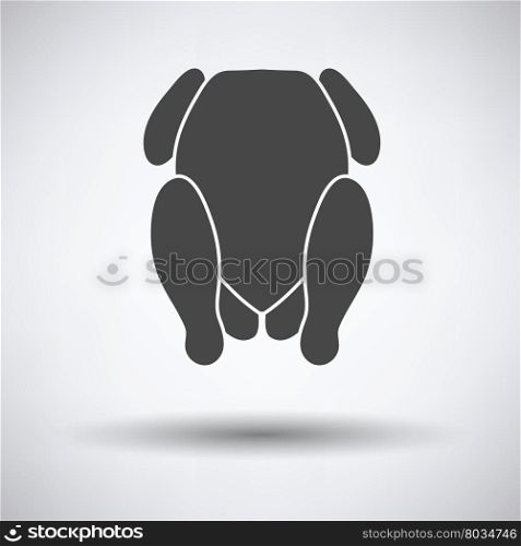 Chicken icon on gray background, round shadow. Vector illustration.