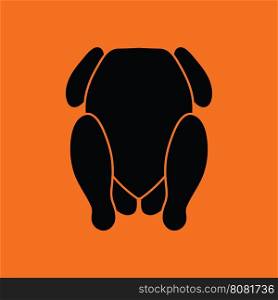 Chicken icon. Orange background with black. Vector illustration.