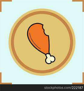 Chicken leg color icon. Isolated vector illustration. Chicken leg color icon