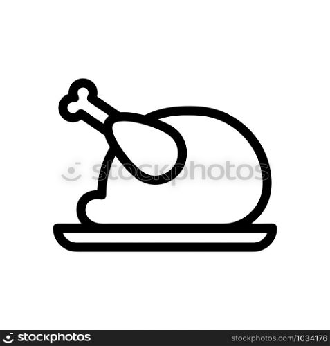 Chicken Leg Icon Food Meat Outlined - Vector