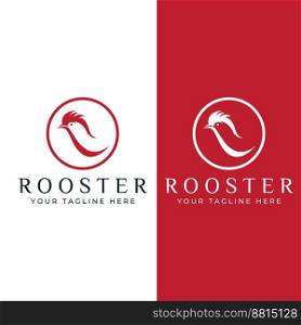 Chicken logo, rooster head logo with fish combination. The chicken logo is used for corporate businesses, restaurants or restaurants or food stalls. Using simple illustrations.