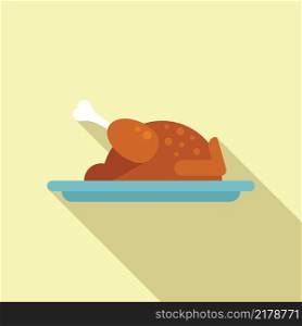 Chicken lunch icon flat vector. Meal school. Healthy dinner. Chicken lunch icon flat vector. Meal school